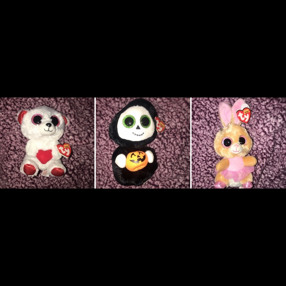 treats/twinkle toes/cuddly bear ~ holiday bundle beanie boos👻🐰❤️